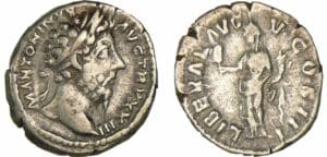 Marc Aurèle - Denier (169, Rome) - La Libéralité Marc Aurèle - Denier (169, Rome) - La Libéralité