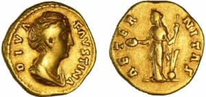 Faustine mère - Aureus (141, Rome) - L'Eternité Faustine mère - Aureus (141, Rome) - L'Eternité