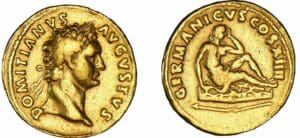 Domitien - Aureus (95-96, Rome) - Germaine assise Domitien - Aureus (95-96, Rome) - Germaine assise