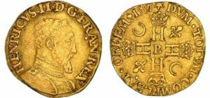 Henri II (1547-1559) - Henri d'or - 1er type - 1557 B (Rouen)
