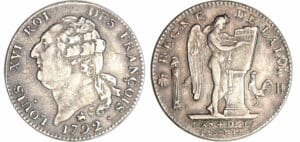 Constitution (1791-1792) - Ecu de 6 livres type FRANCOIS 1792 B (Rouen)