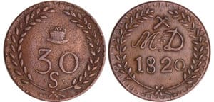 Louis XVIII (1815-1824) - 30 sous 1820 - Mines d'Aniche Louis XVIII (1815-1824) - 30 sous 1820 - Mines d'Aniche
