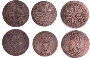Louis XIV (1643-1715) - Lot de 3 15 deniers ou quinzain - 1693 H (La Rochelle), 1693 D (Lyon), 1695 D (Lyon)