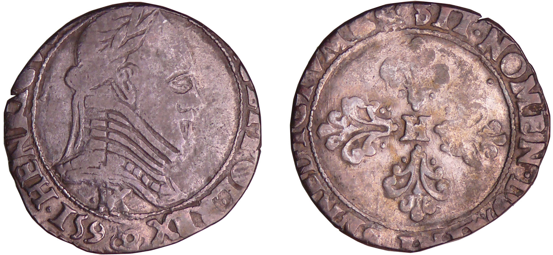 Henri III (1574-1589) - Demi-franc au col plat - 1590 K (Bordeaux) Henri III (1574-1589) - Demi-franc au col plat - 1590 K (Bordeaux)