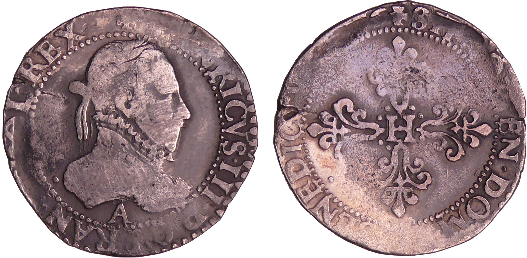 Henri III (1574-1589) - Demi-franc au col plat - 1576 A (Paris) Henri III (1574-1589) - Demi-franc au col plat - 1576 A (Paris)