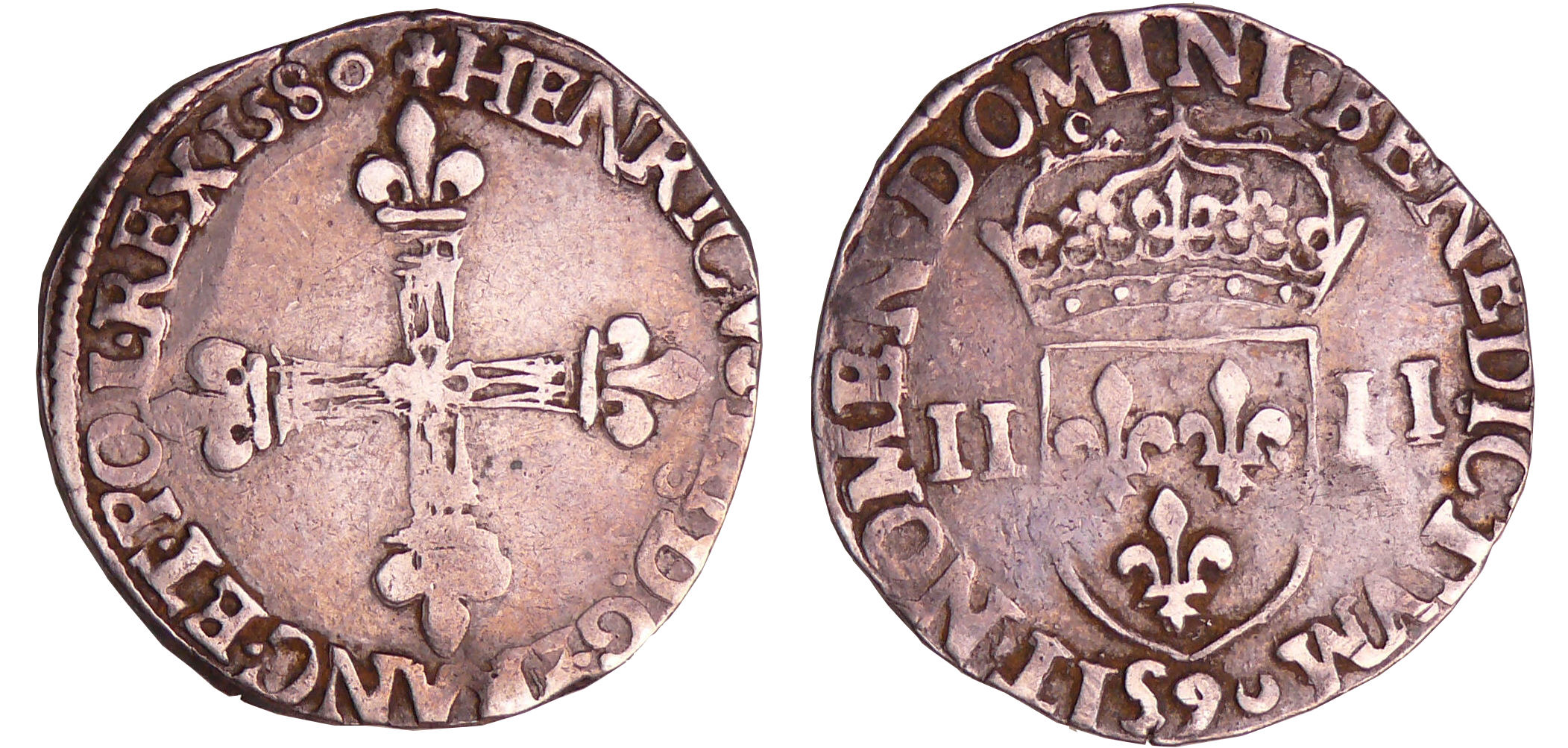 Henri III (1574-1589) - Quart d'écu - 1580 9 (Rennes) Henri III (1574-1589) - Quart d'écu - 1580 9 (Rennes)