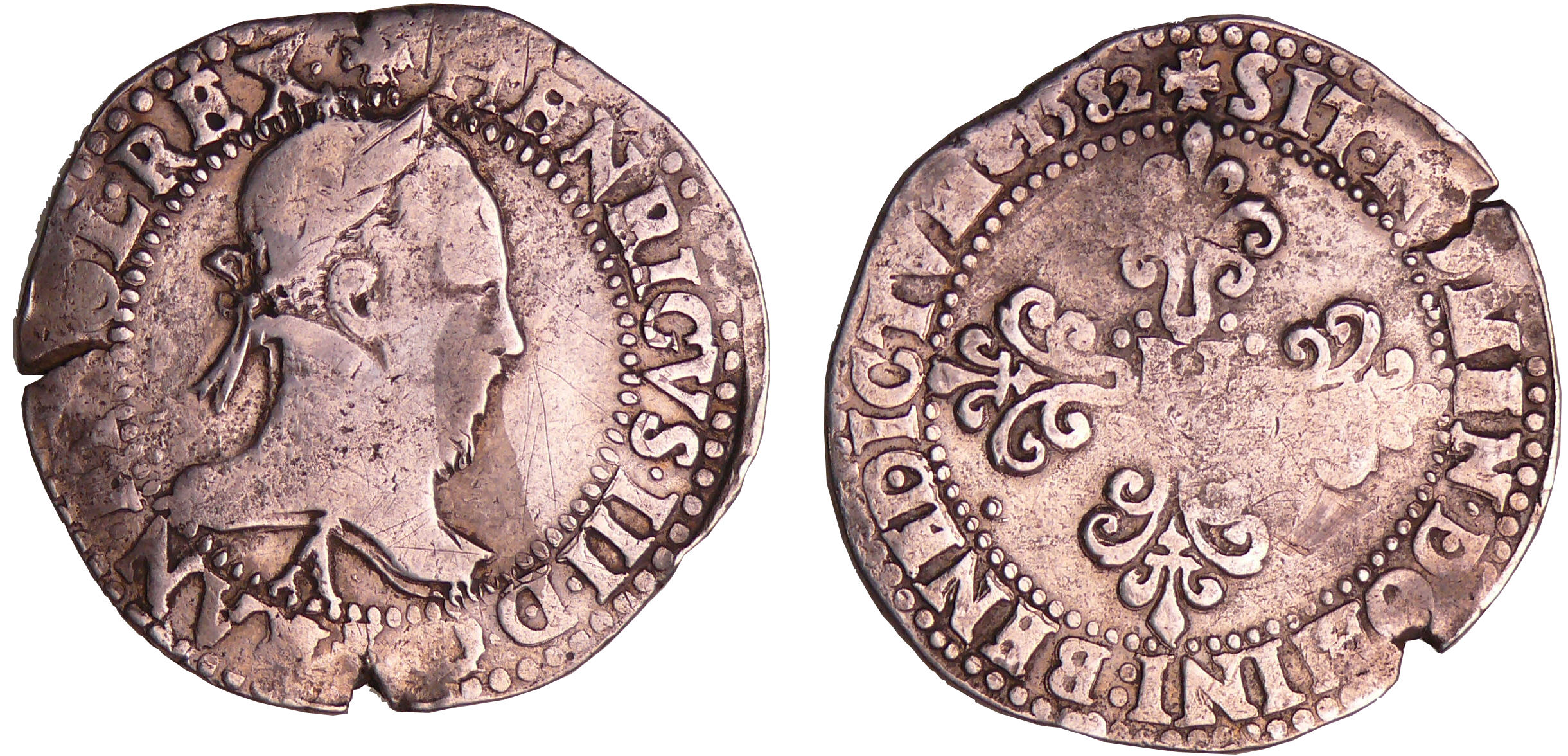 Henri III (1574-1589) - Franc au col plat - 1582 A (Paris) Henri III (1574-1589) - Franc au col plat - 1582 A (Paris)