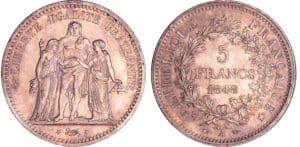 Deuxième république (1848-1852) - 5 francs Hercule 1848 A (Paris)