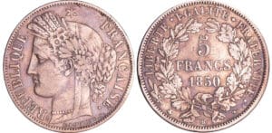 Deuxième république (1848-1852) - 5 francs Cérès 1850BB (Strasbourg)