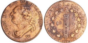 Constitution (1791-1792) - 12 deniers type FRANCOIS 1792 W (Lille) Constitution (1791-1792) - 12 deniers type FRANCOIS 1792 W (Lille)