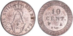 Guyane - Louis XVIII (1815-1824) - 10 centimes 1818 A (Paris)