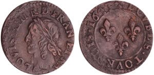 Louis XIII (1610-1643) - Double tournois de Warin - 1643