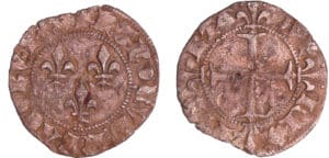 Charles VI (1380-1422) - Double tournois - 1ère émission à l'O rond Toulouse
