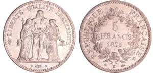 Troisième république (1871-1940) - 5 francs Hercule 1875 K (Bordeaux)