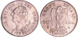 Constitution (1791-1792) - 30 sols type FRANCOIS 1791 A (Paris) 2ème sem Constitution (1791-1792) - 30 sols type FRANCOIS 1791 A (Paris) 2ème sem