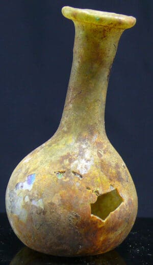 Romain - Balsamaire en verre irisé - 100 / 200 ap. J.-C. Romain - Balsamaire en verre irisé - 100 / 200 ap. J.-C.