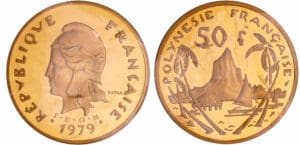 Polynésie Française - Piéfort 50 francs Or 1979 certificat N°008