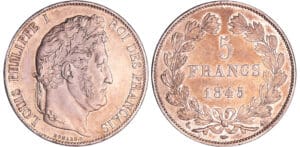 Louis-Philippe Ier (1830-1848) - 5 francs tête laurée 3ème type 1845 A (Paris)