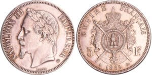 Napoléon III (1852-1870) - 5 francs tête laurée 1869 BB (Strasbourg), petit BB