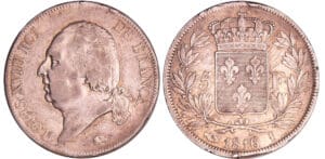 Louis XVIII (1815-1824) - 5 francs au buste nu 1816 I (Limoges) Louis XVIII (1815-1824) - 5 francs au buste nu 1816 I (Limoges)