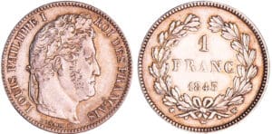 Louis-Philippe Ier (1830-1848) - 1 franc tête laurée 1843 W (Lille)