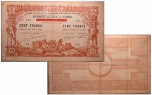 Banque de l'indochine - Billet de 100 France 2-01-1920, surcharge Djidouti sur Papeete