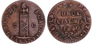 Haïti - République (1825-1849) - 2 centimes 1840 (An 37)