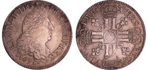 Louis XIV (1643-1715) - ½ écu aux 8 L, 1er type - 1691 X (Amiens) flan réf.