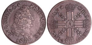 Louis XIV (1643-1715) - ¼ d'écu aux 8 L, 1er type - 1691 A (Paris) flan réf.