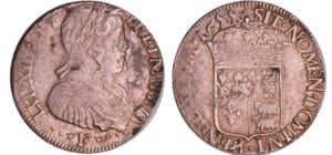 Louis XIV (1643-1715) - 1/2 d'écu de Navarre à la mèche longue - 1655 (Pau)