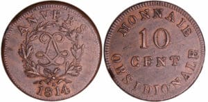Louis XVIII (1815-1824) - 10 centimes Siège d'Anvers 1814 R Louis XVIII (1815-1824) - 10 centimes Siège d'Anvers 1814 R