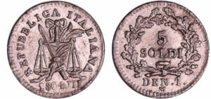 Italie - République Italienne (Lombardie) - 5 soldi 1804 III M (Milan), épreuve en étain