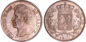 Charles X (1824-1830) - 5 francs 2ème type 1830 MA (Marseille) Charles X (1824-1830) - 5 francs 2ème type 1830 MA (Marseille)