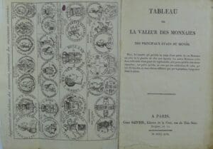 Tableau de la valeur des monnaies des principaux états du monde, 1817 Tableau de la valeur des monnaies des principaux états du monde, 1817