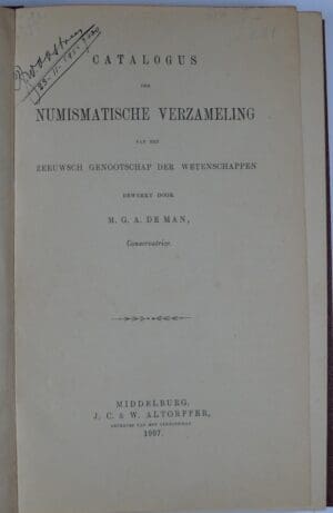 Catalogus der numismatische verzameling, M. G. A. De Man, 1907