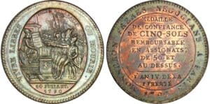 Monneron de 5 sols - 1792 - AN IV