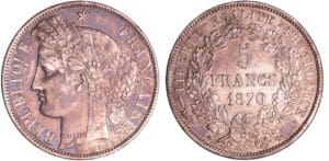 Gouvernement de défense nationale (1870-1871) - 5 francs Cérès avec légende - 1870 A (Paris)