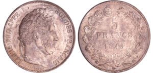 Louis-Philippe Ier (1830-1848) - 5 francs tête laurée 3ème type 1845 BB (Strasbourg)