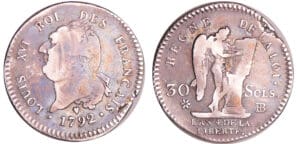 France - Constitution (1791-1792) - 30 sols type FRANCAIS 1792 BB (Strasbourg)