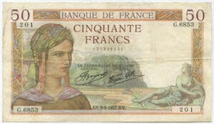 50 francs Cérès modifié 9-9-1937 TTB