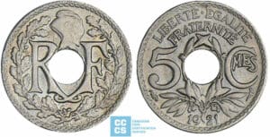 5 centimes Lindauer - Petit module - 1921