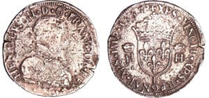 Henri II (1547-1559) - Teston à la tête nue - 1er type - 1557 L (Bayonne)