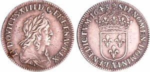 Louis XIII (1610-1643) - 1/12 d'écu du 2ème poinçon de Warin - 1643 A (Paris), Rose