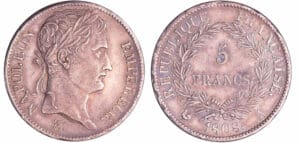 France - Napoléon 1er (1804-1814) - 5 francs revers république 1808 A (Paris)