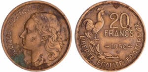 20 francs G. Guiraud 1950 B 3 fauilles