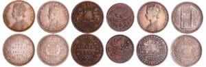 Inde britanique - Lot de 6 monnaies