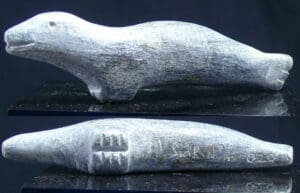 Canada - Inuit - Sculpture inuite en pierre représentant un phoque - Artiste Siakuluk - Année 1970 / 1980