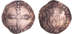 Charles X (1589-1590) - Quart d'écu - 1590 A (Paris)