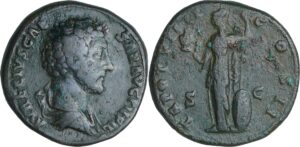 Marc Aurèle - Sesterce (155-156, Rome) - Pallas Marc Aurèle - Sesterce (155-156, Rome) - Pallas