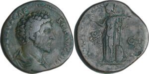 Marc Aurèle - Sesterce (155-156, Rome) - Pallas Marc Aurèle - Sesterce (155-156, Rome) - Pallas